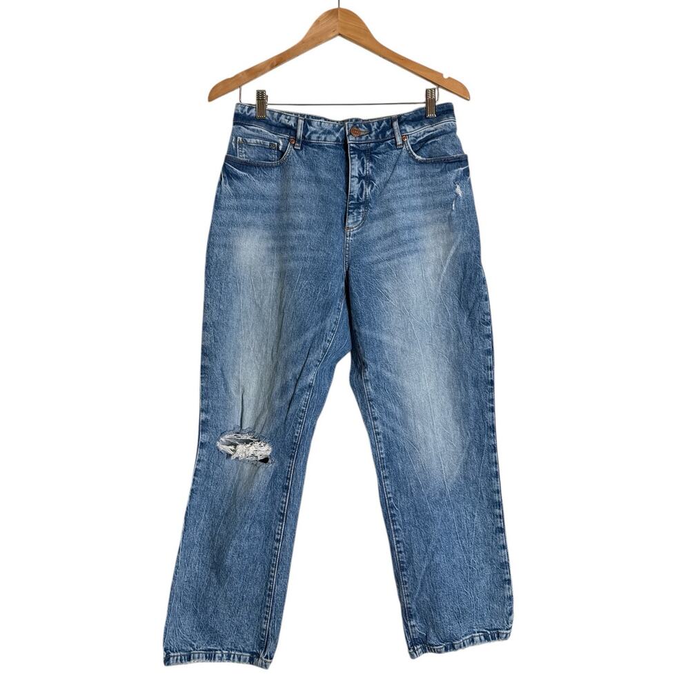 Ann Taylor LOFT Women's Curvy High Waist Straight Crop Denim Jeans Size 29 Blue